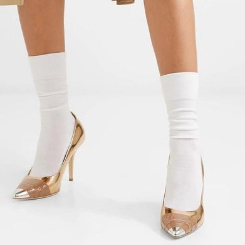Burberry metallic Annalise Specchio leather pumps